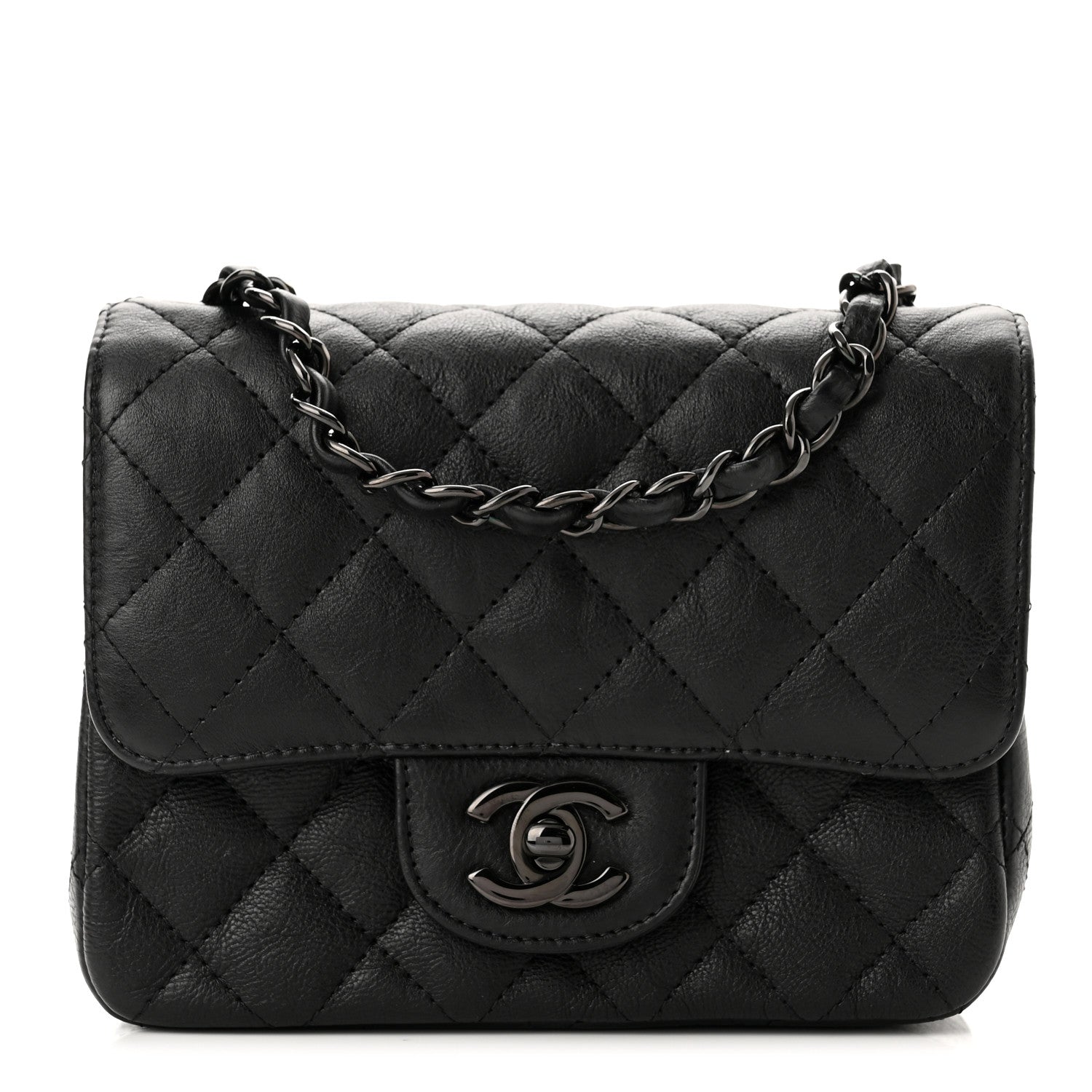 Chanel Crumpled Calfskin Quilted Mini Square Flap So Black 1 of 10