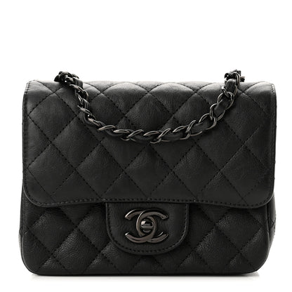 Chanel Crumpled Calfskin Quilted Mini Square Flap So Black 1 of 10