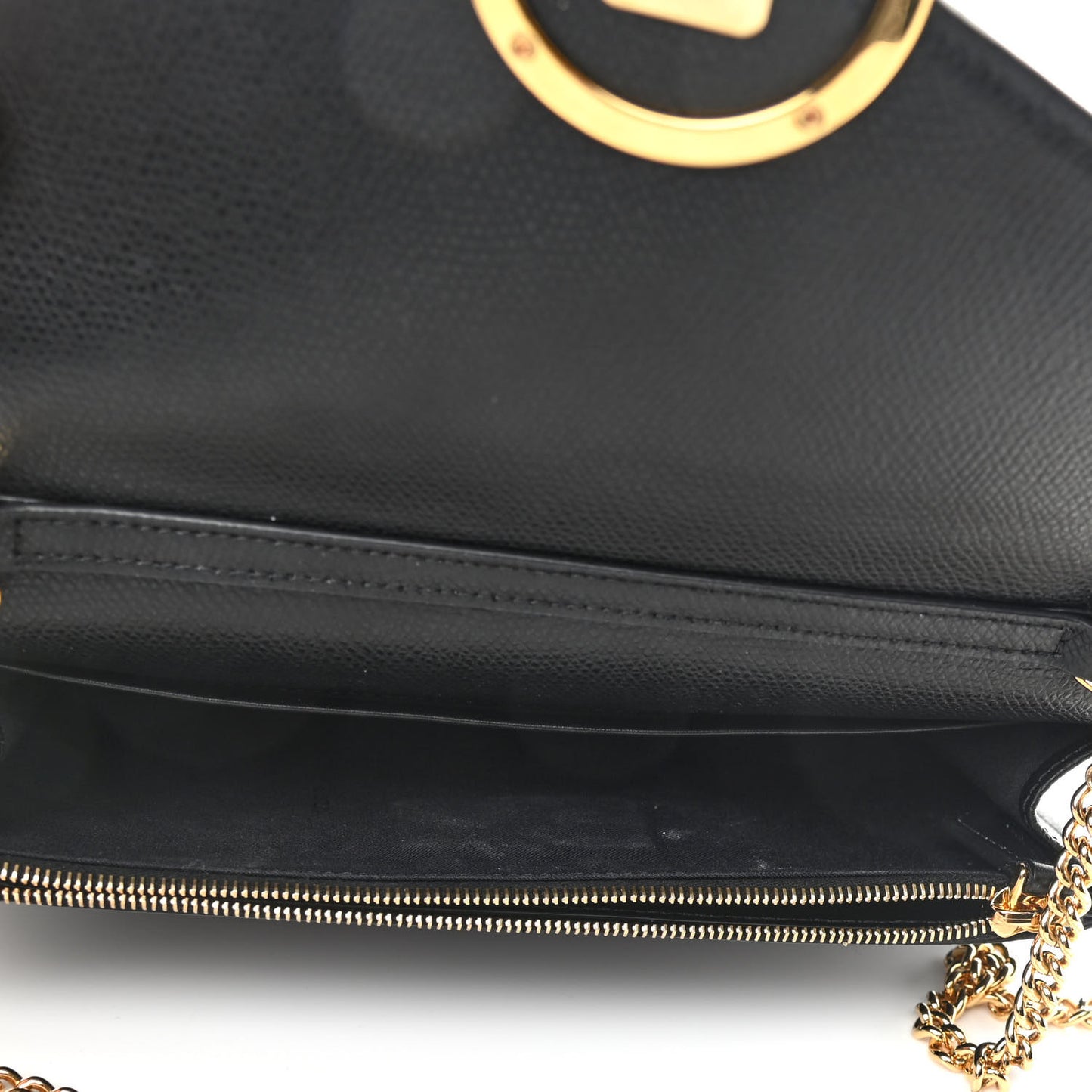 Vitello Cruise F is Fendi Bi-Color FF 1974 Embossed Medium Envelope Wallet On Chain Black Maya