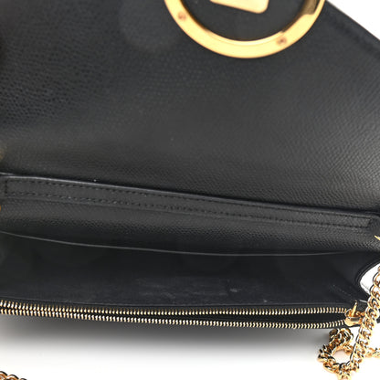 Fendi Vitello Cruise F is Fendi Bi-Color FF 1974 Embossed Medium Envelope Wallet On Chain Black Maya 5 of 14
