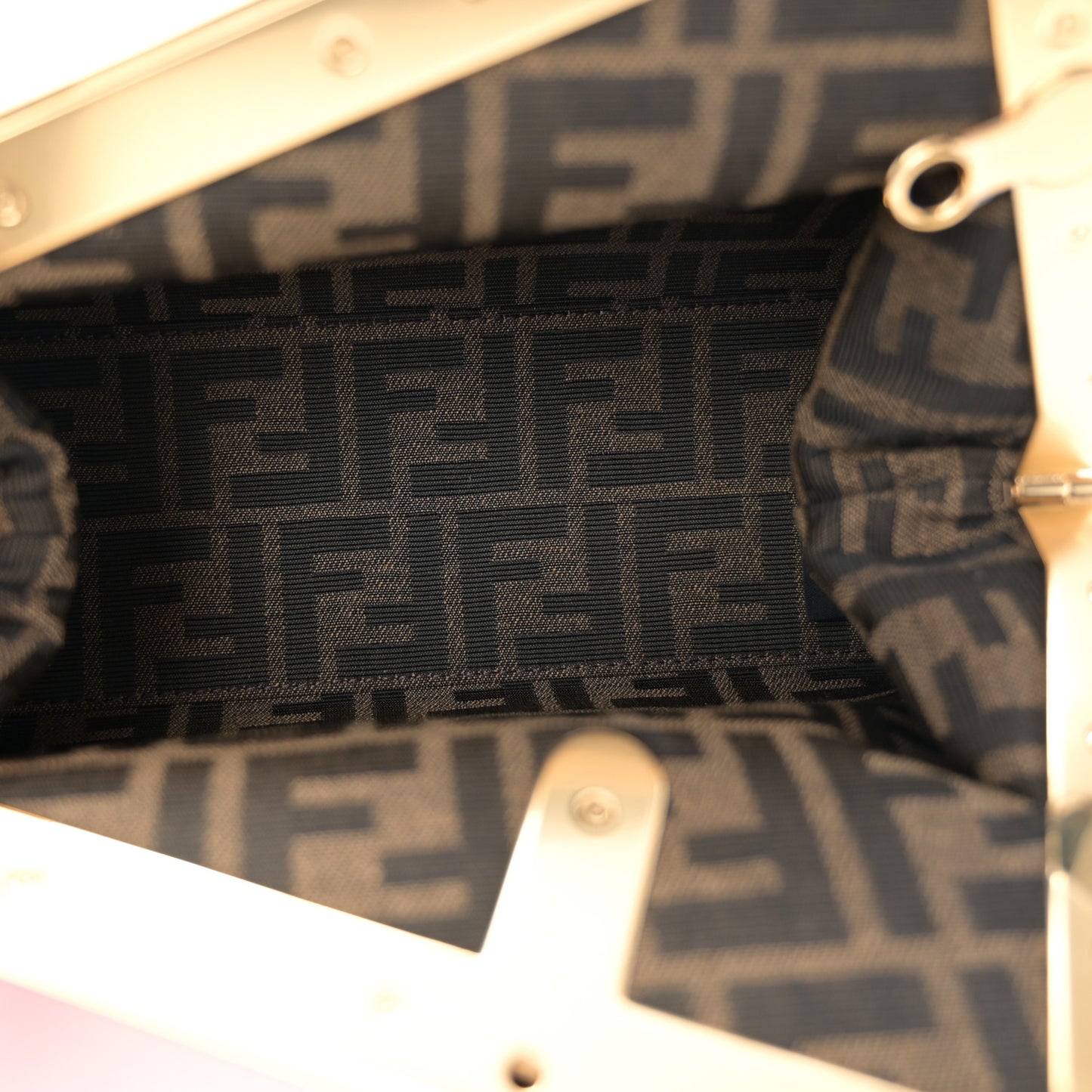 Nappa Suede Striped Inlay Small Fendi First Pink Multicolor