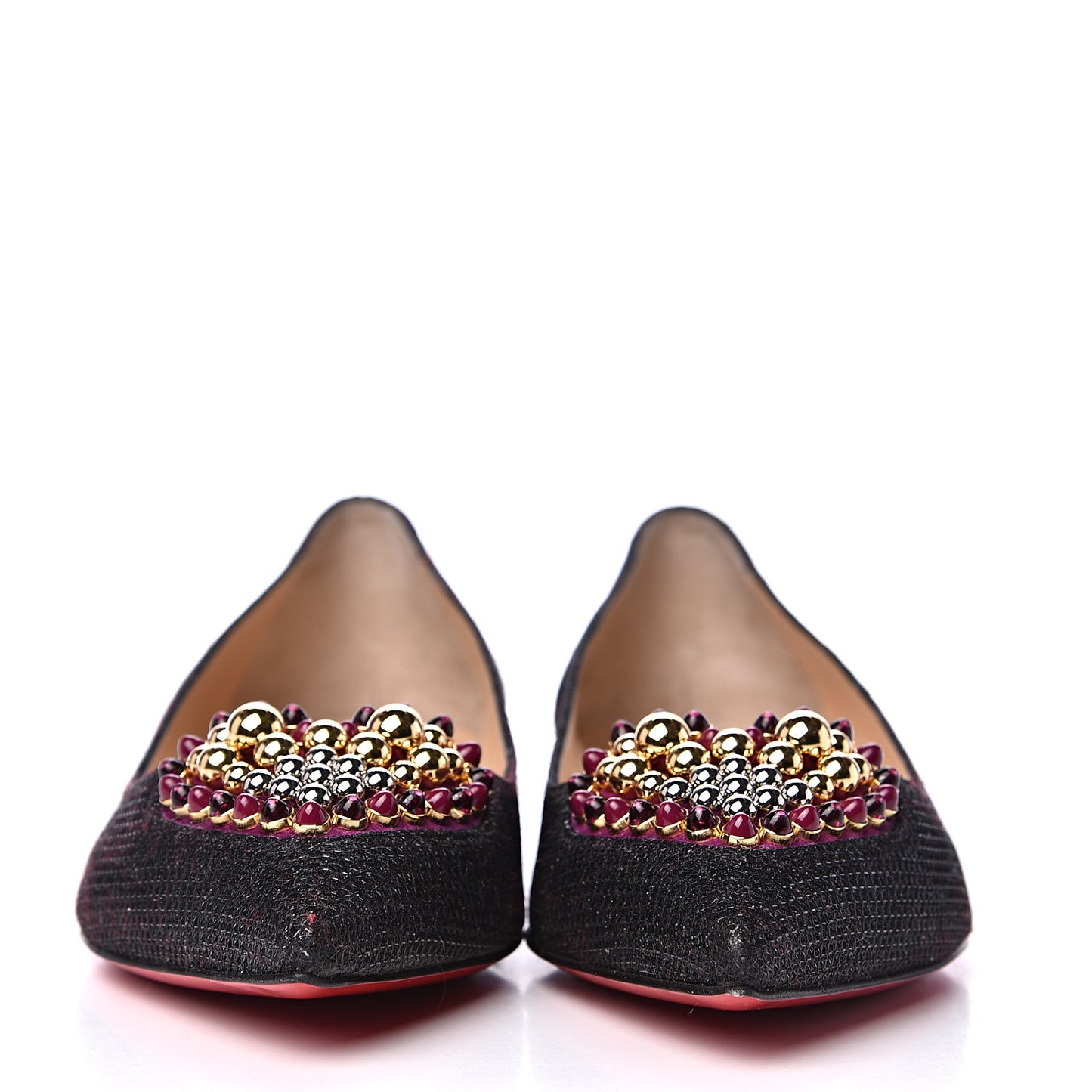 Glitter Tisse Veau Velours Heart Embellished Coramia Point Toe Flats 36 Black