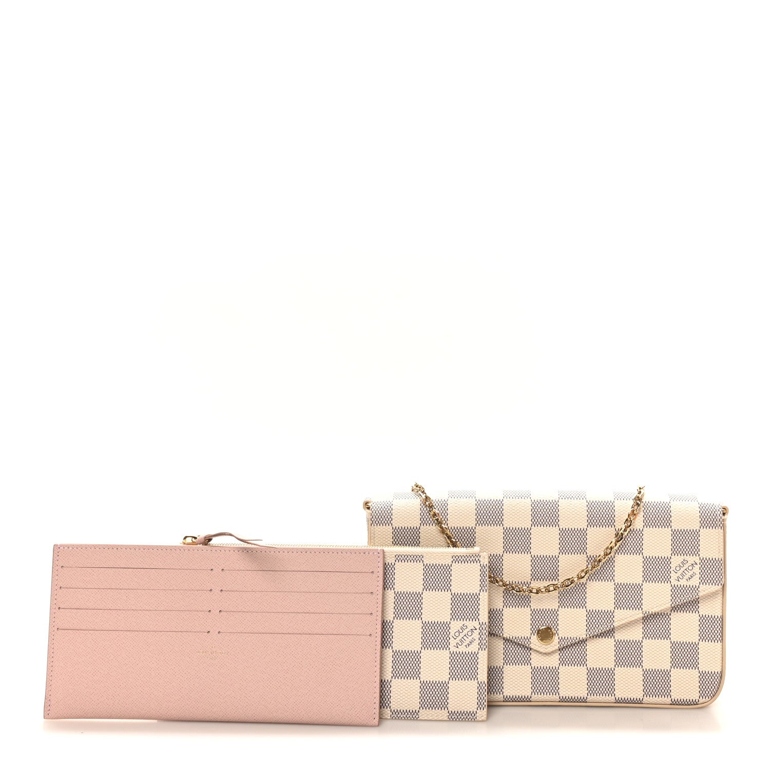 Louis Vuitton Damier Azur Pochette Felicie Chain Wallet Rose Ballerine 3 of 11