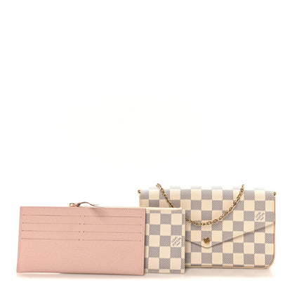 Louis Vuitton Damier Azur Pochette Felicie Chain Wallet Rose Ballerine 3 of 11