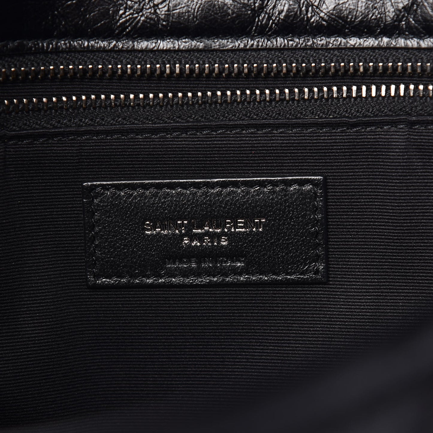 Crinkled Calfskin Matelasse Monogram Large Niki Chain Satchel Black