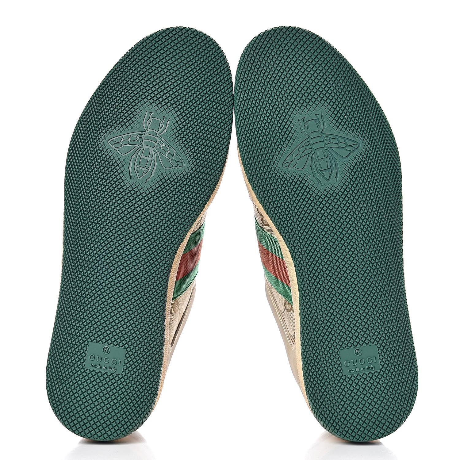Gucci GG Monogram Nubuck Web Womens Screener Sneakers 38.5 New Sand Dusty Milk Vintage Green 9 of 9