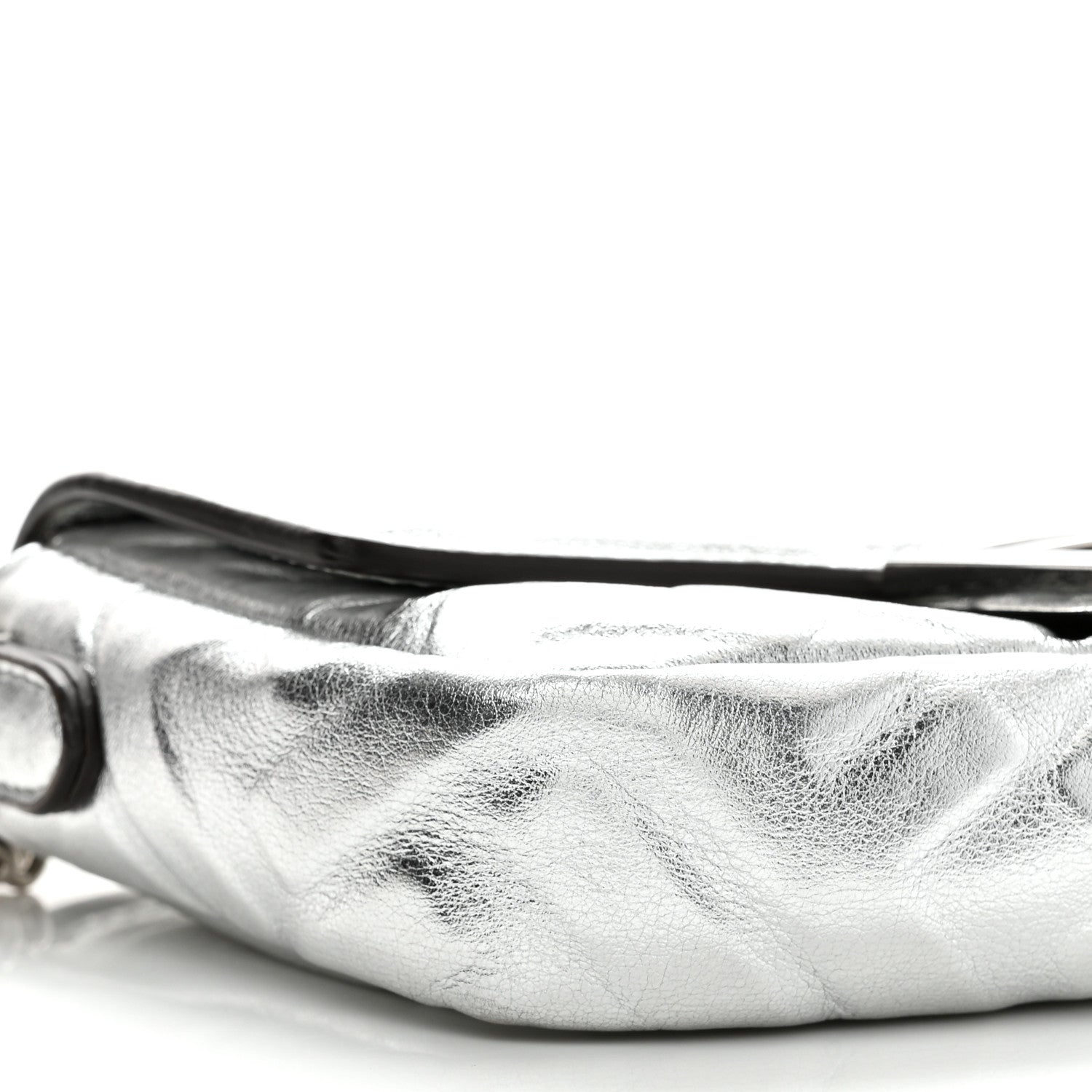 Fendi Vitello Catalan Mirror FF 1974 Embossed Mini Baguette Argento 9 of 10