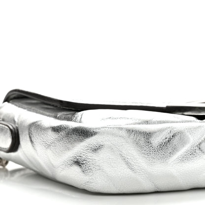 Fendi Vitello Catalan Mirror FF 1974 Embossed Mini Baguette Argento 9 of 10
