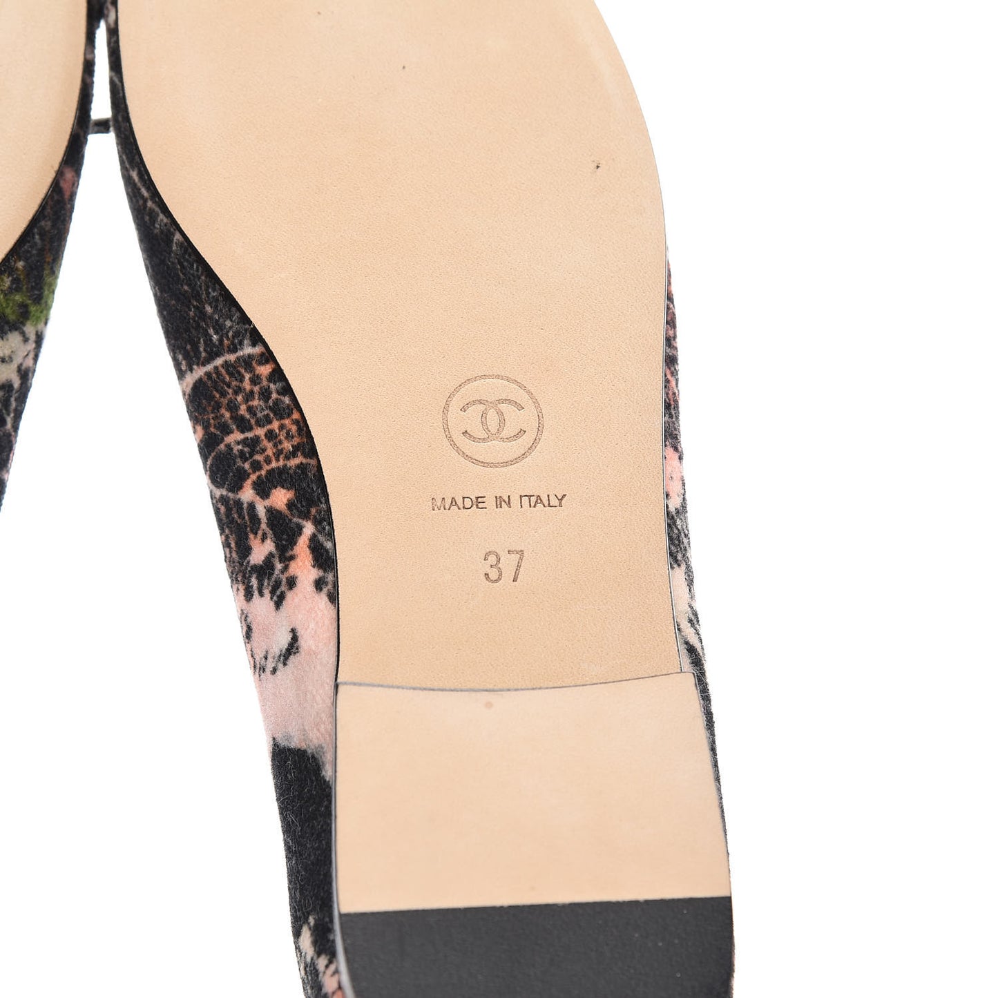 Printed Tweed Ballerina Flats 37 Black Ecru Red Green