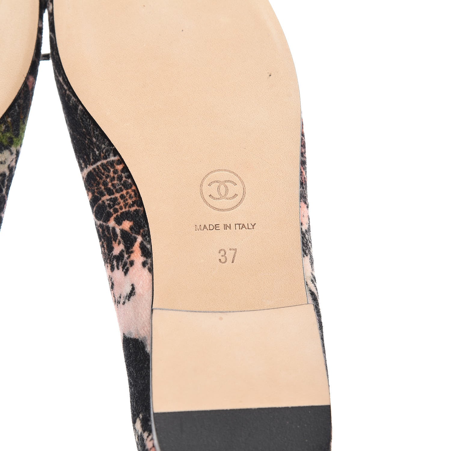 Chanel Printed Tweed Ballerina Flats 37 Black Ecru Red Green 5 of 9