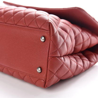 Chanel Caviar Quilted Medium Coco Handle Flap Dark Red 8 of 9