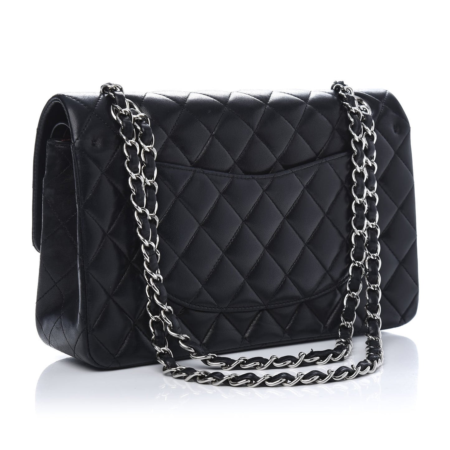 Lambskin Quilted Medium Double Flap Black