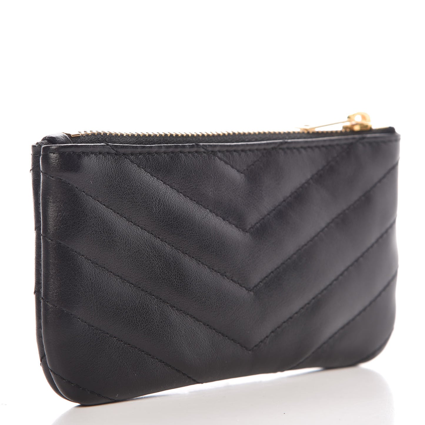 Calfskin Matelasse Monogram Key Pouch Black