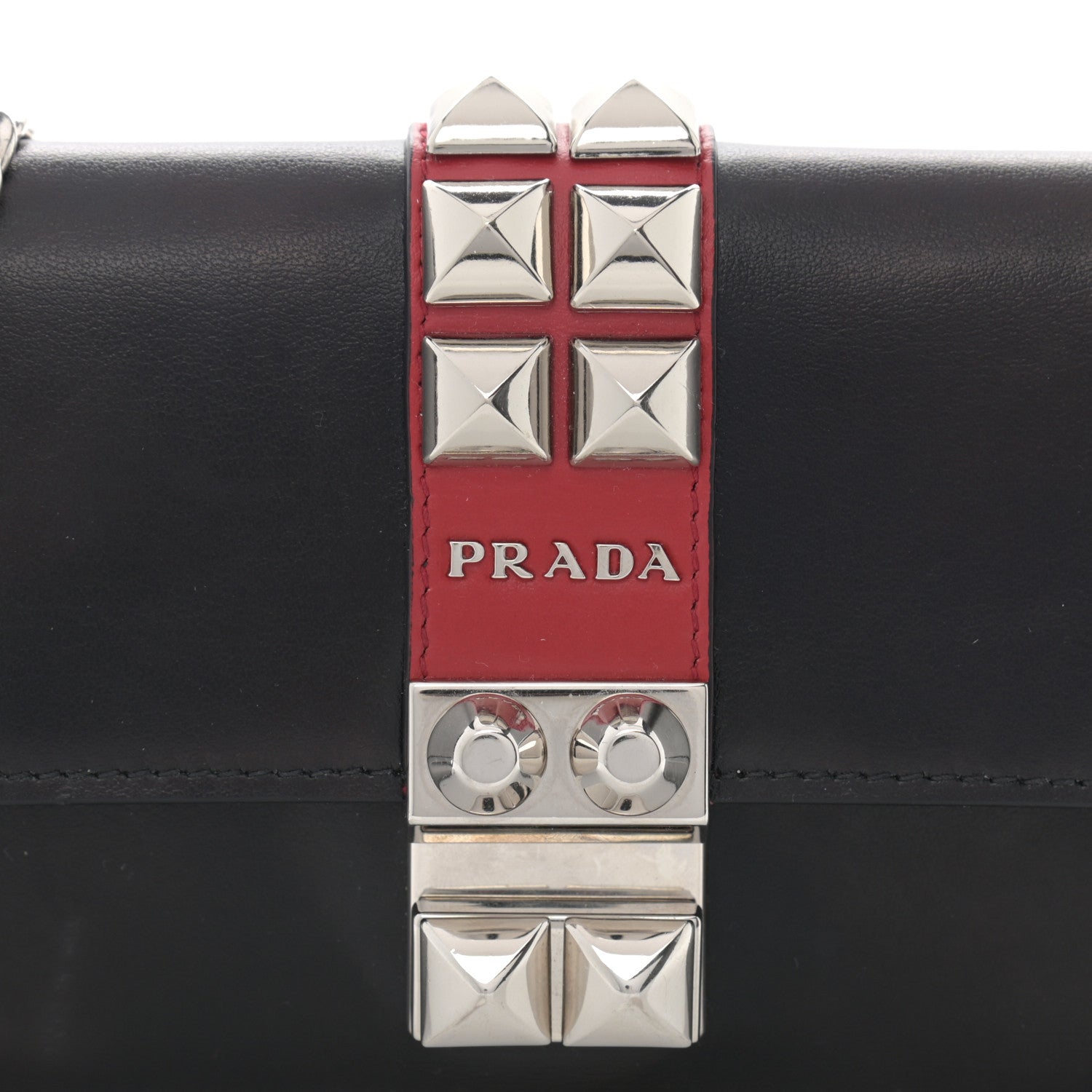 Prada City Calfskin Studded Mini Elektra Crossbody Bag Black Fuoco 10 of 11