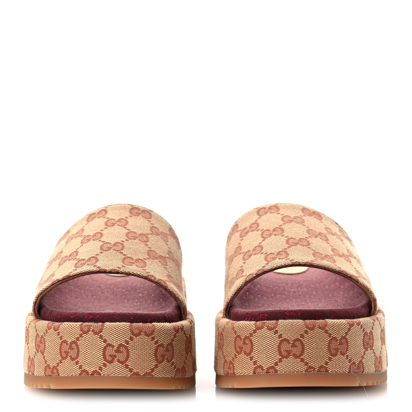 Canvas GG Monogram Angelina Platform Slide Sandals 39 Beige Ruggine