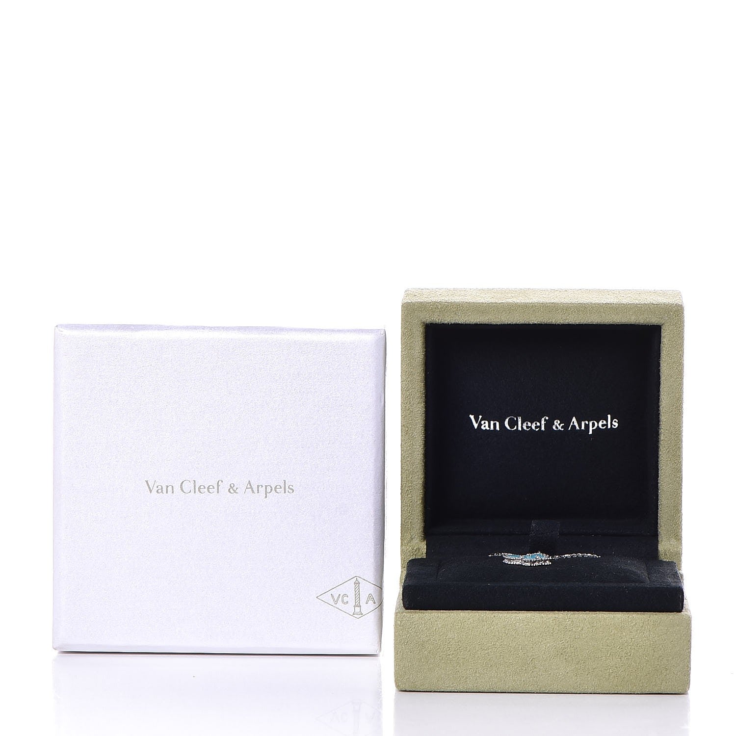 Van Cleef & Arpels 18K White Gold Turquoise Sweet Alhambra Butterfly Pendant Necklace 7 of 7