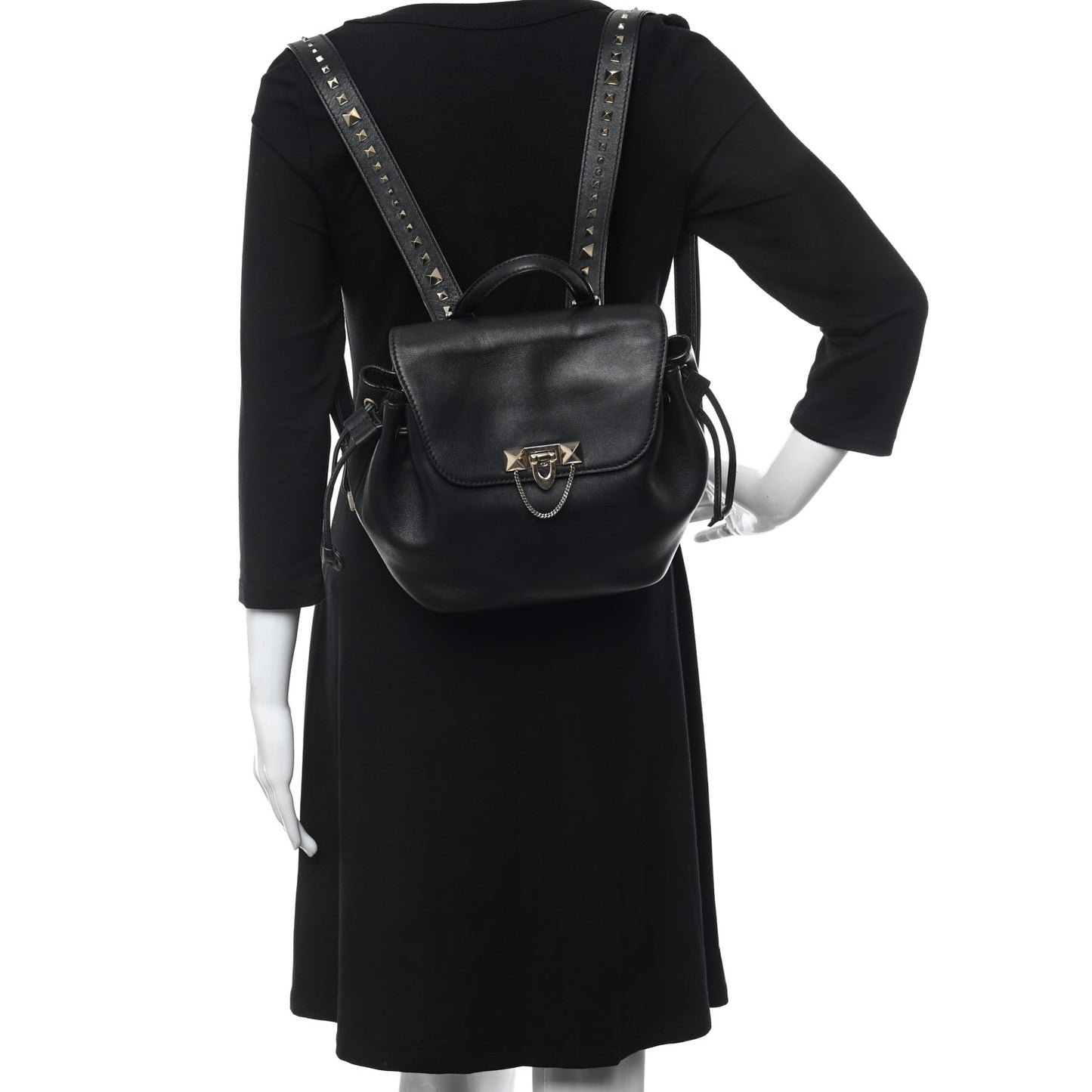 Vitello Rockstud Demilune Backpack Black