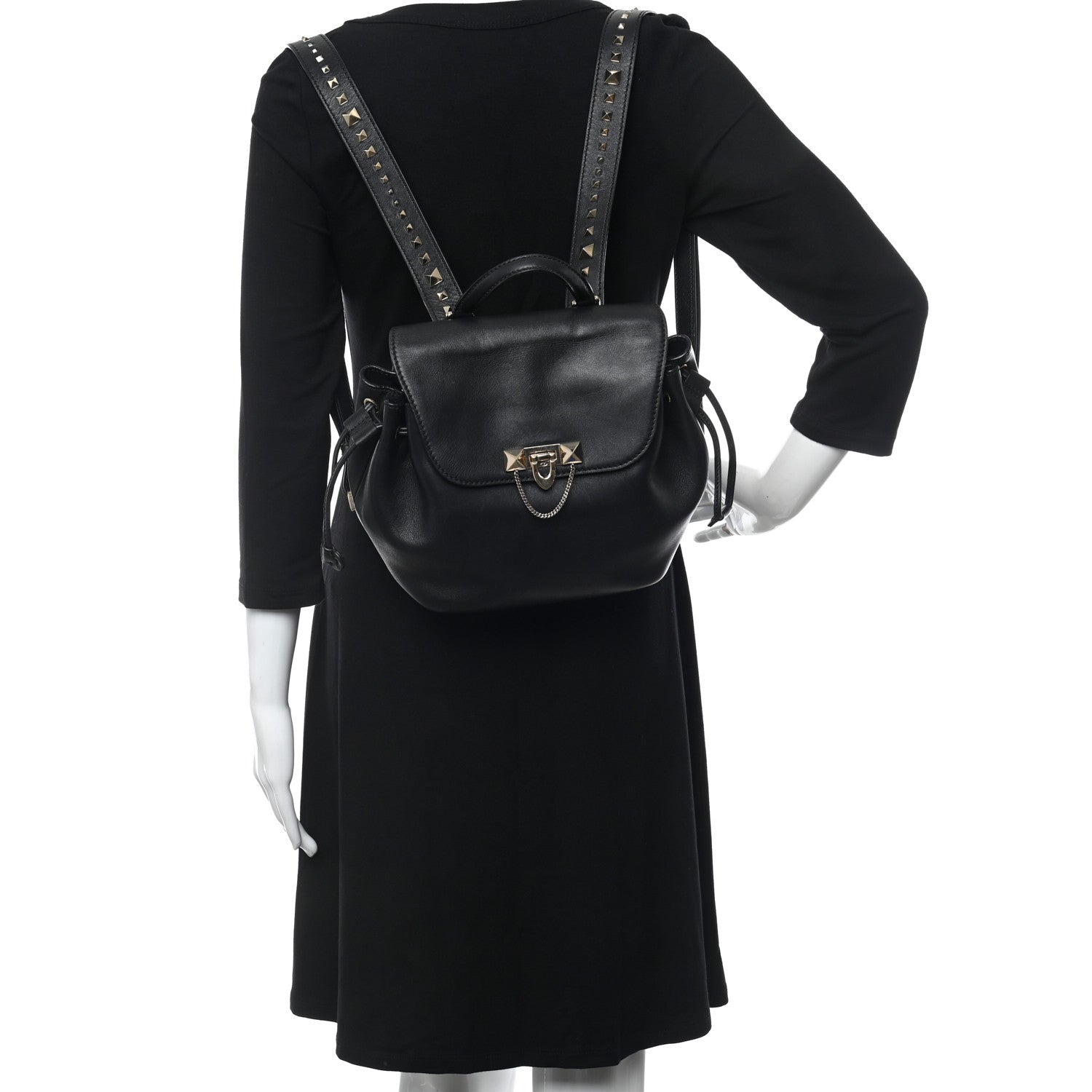 Valentino Garavani Vitello Rockstud Demilune Backpack Black 2 of 9