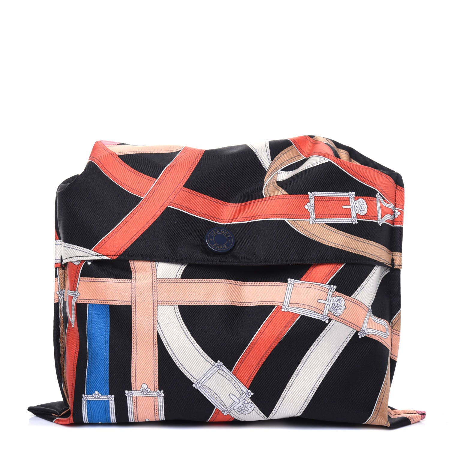 Hermes Silk Barenia Cavalcadour Airsilk Backpack Black Bleu Marine Fauve 9 of 15