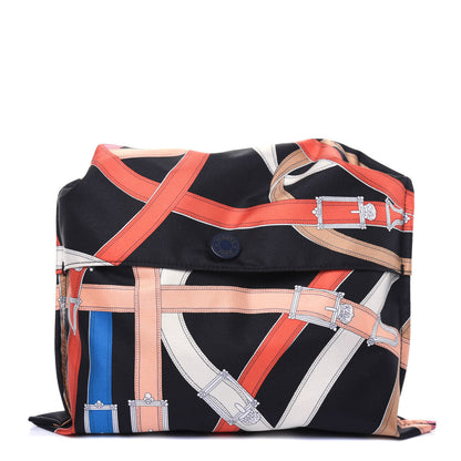 Hermes Silk Barenia Cavalcadour Airsilk Backpack Black Bleu Marine Fauve 9 of 15