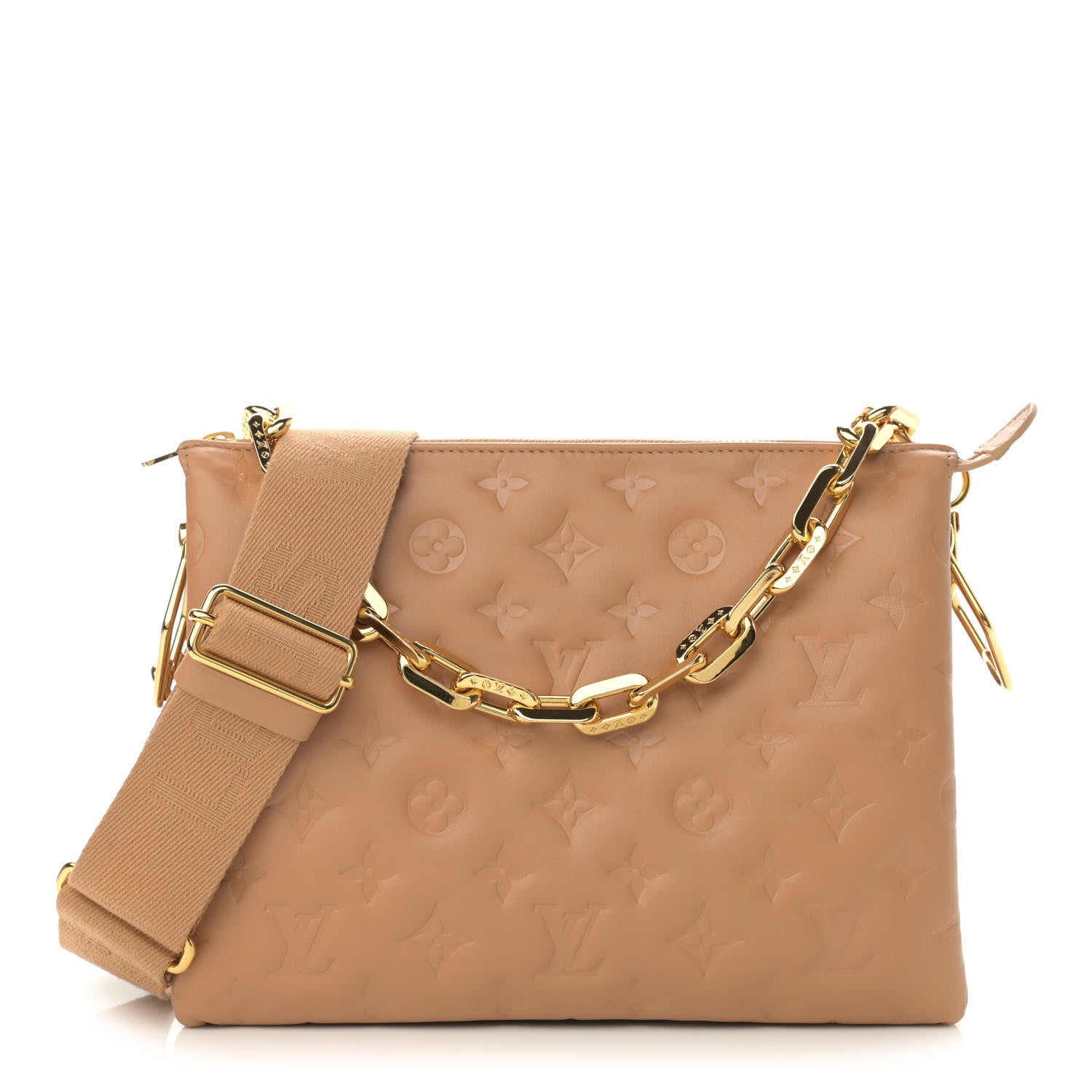Louis Vuitton Lambskin Embossed Monogram Coussin PM Camel 1 of 10