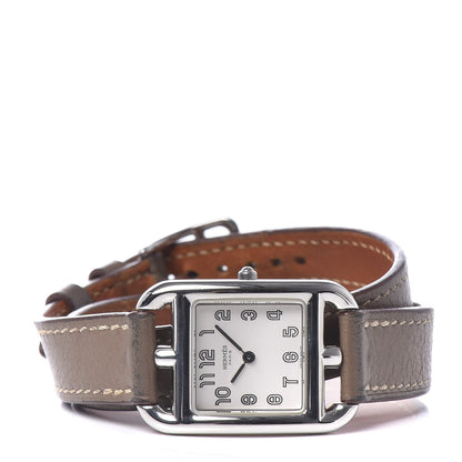Hermes Stainless Steel Swift 23mm Cape Cod Double Tour Quartz Watch Etoupe 3 of 9