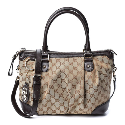 Gucci Monogram Medium Sukey Top Handle Dark Brown 1 of 9