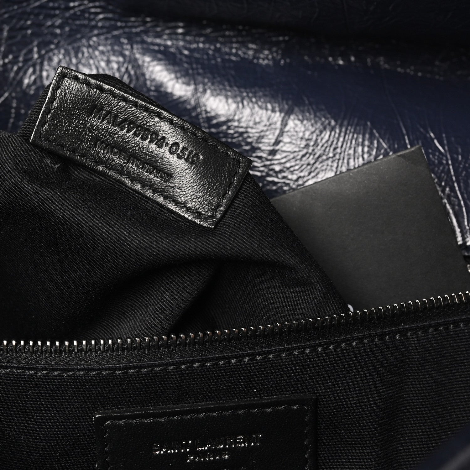 Saint Laurent Crinkled Calfskin Matelasse Monogram Medium Niki Chain Satchel Deep Marine 7 of 10