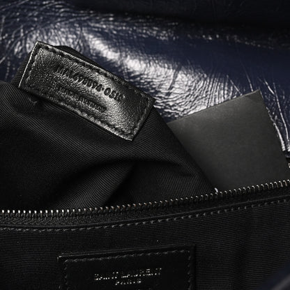 Saint Laurent Crinkled Calfskin Matelasse Monogram Medium Niki Chain Satchel Deep Marine 7 of 10