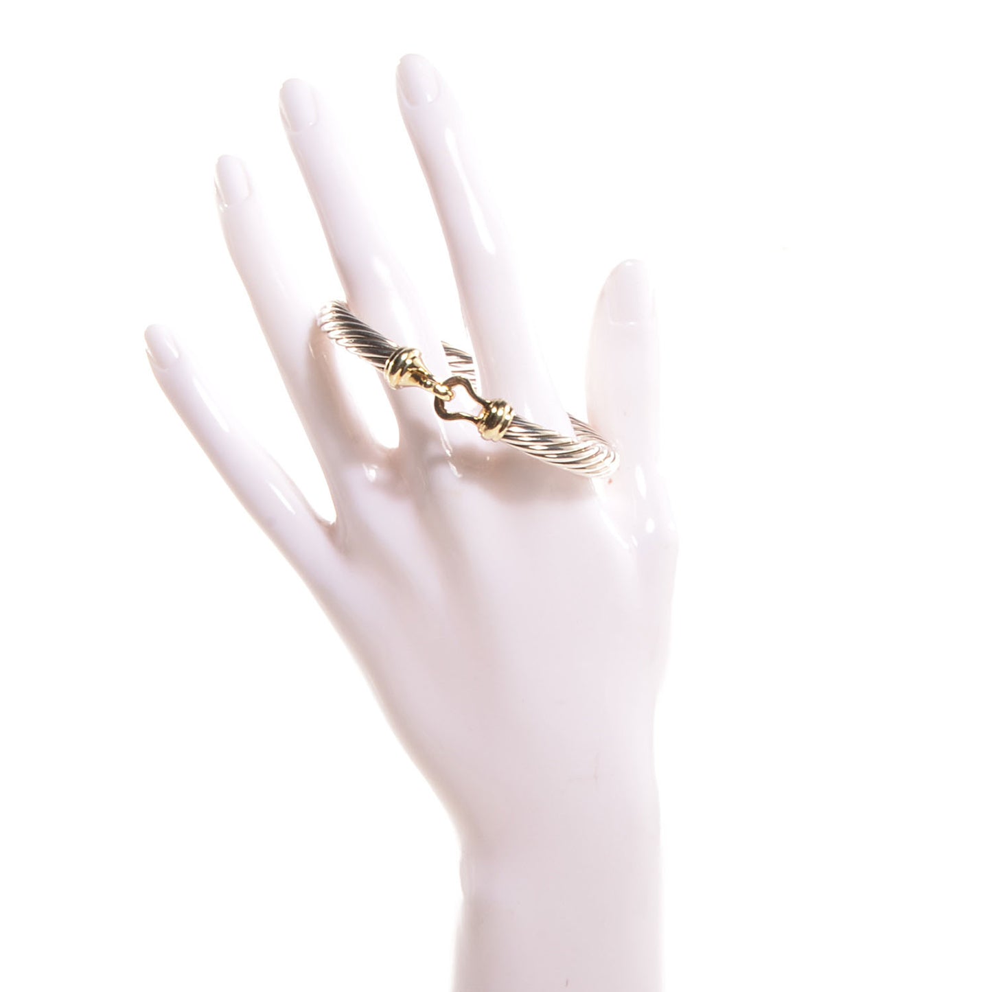 Sterling Silver 14K Yellow Gold 7mm Cable Classic Buckle Bracelet