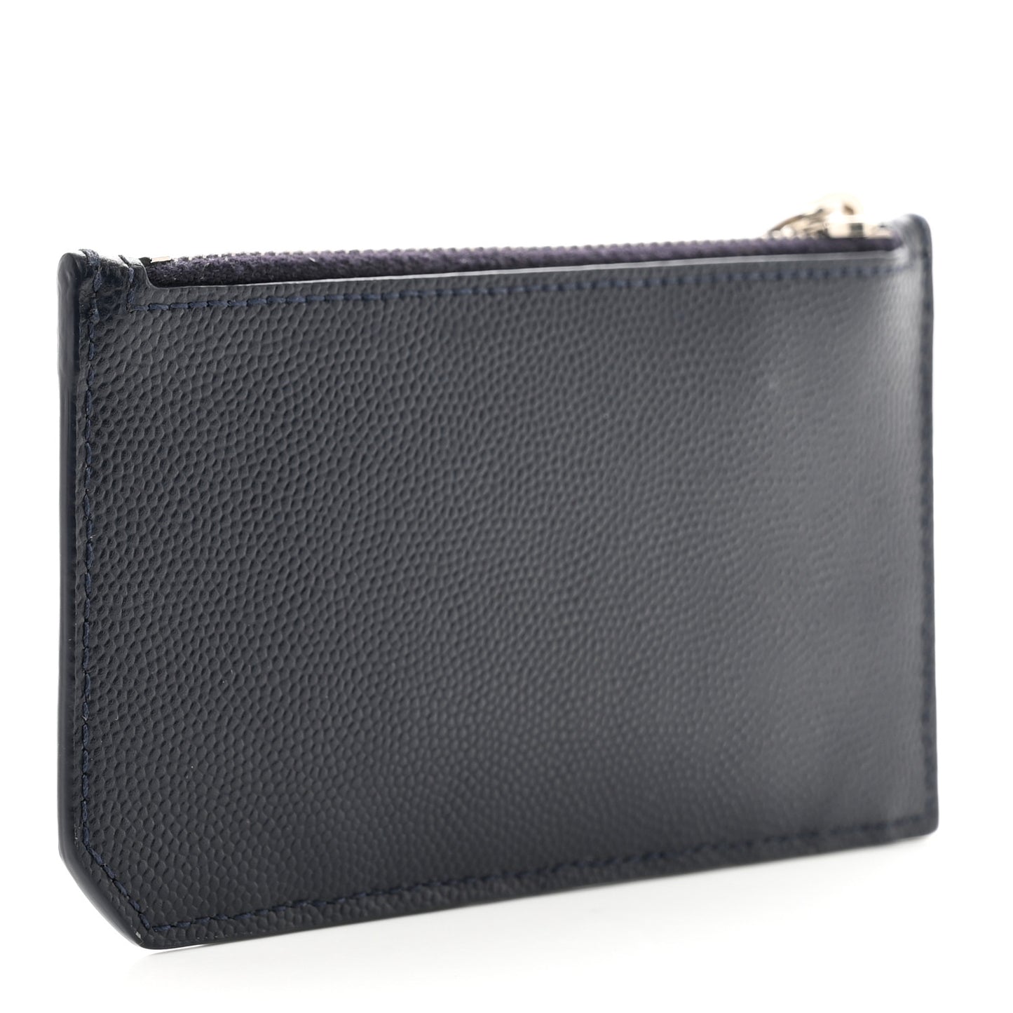 Grained Calfskin 5 Fragments Zip Pouch Card Holder Deep Marine