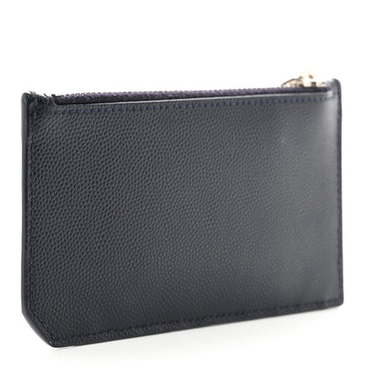 Saint Laurent Grained Calfskin 5 Fragments Zip Pouch Card Holder Deep Marine 3 of 6
