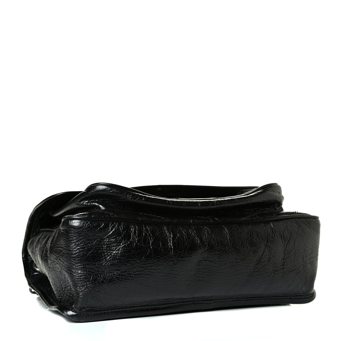 Crinkled Calfskin Matelasse Monogram Medium Niki Chain Satchel Black