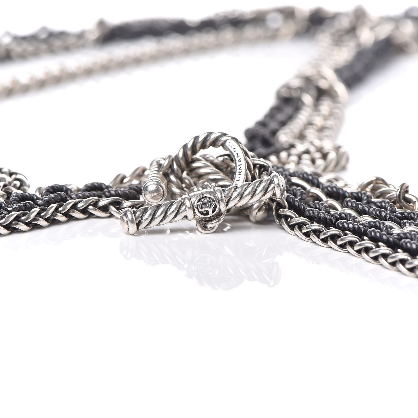 Darkened Sterling Silver Three Row Chain Necklace