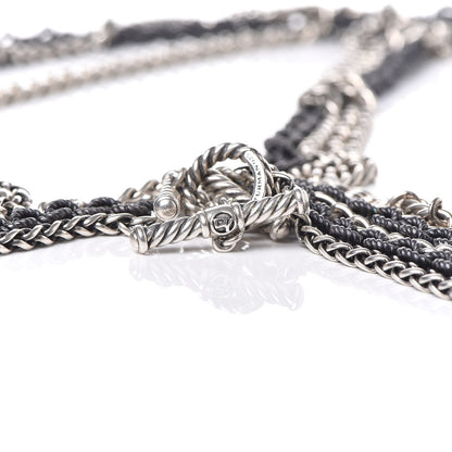 David Yurman Darkened Sterling Silver Three Row Chain Necklace 4 of 5