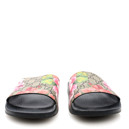 Gucci GG Supreme Monogram Blooms Slide Sandals 38 Beige Multicolor 3 of 8