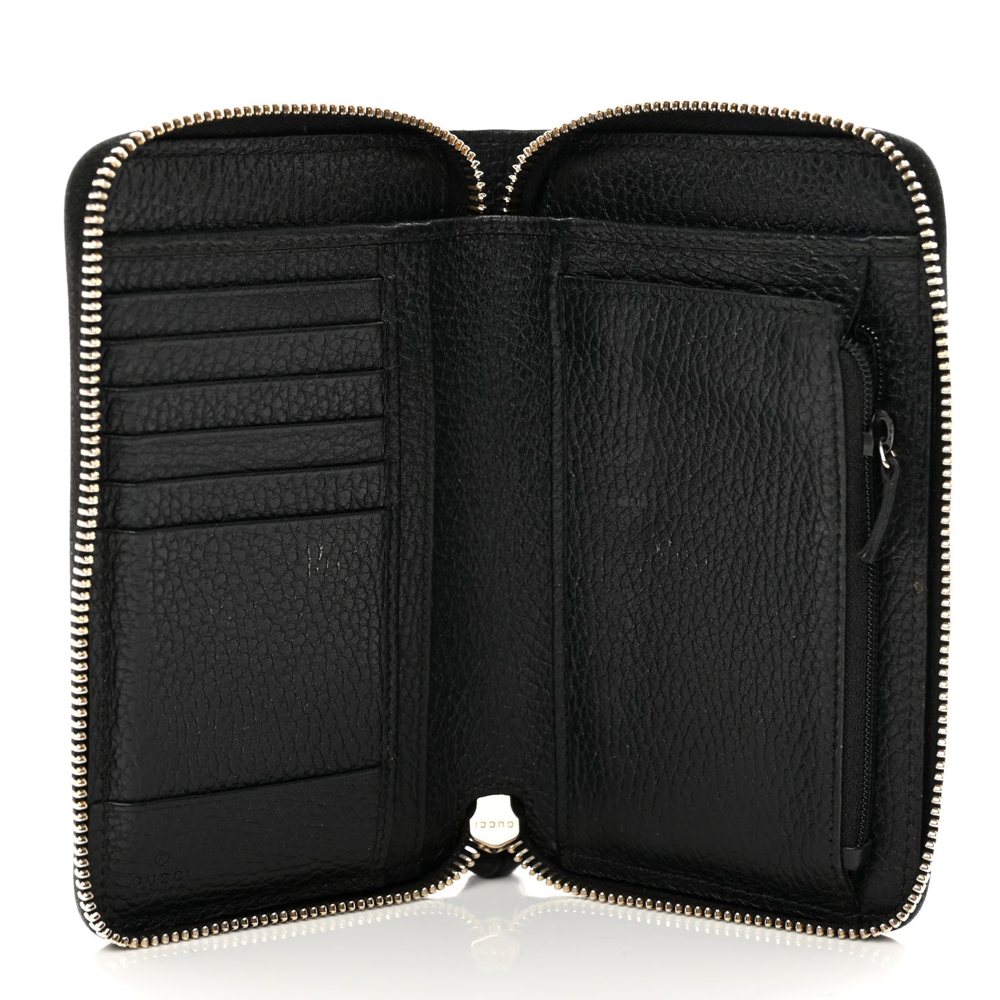 Dollar Calfskin Medium Swing Zip Around Wallet Black