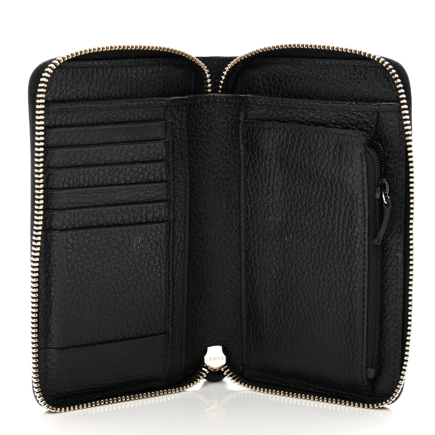 Gucci Dollar Calfskin Medium Swing Zip Around Wallet Black 6 of 9