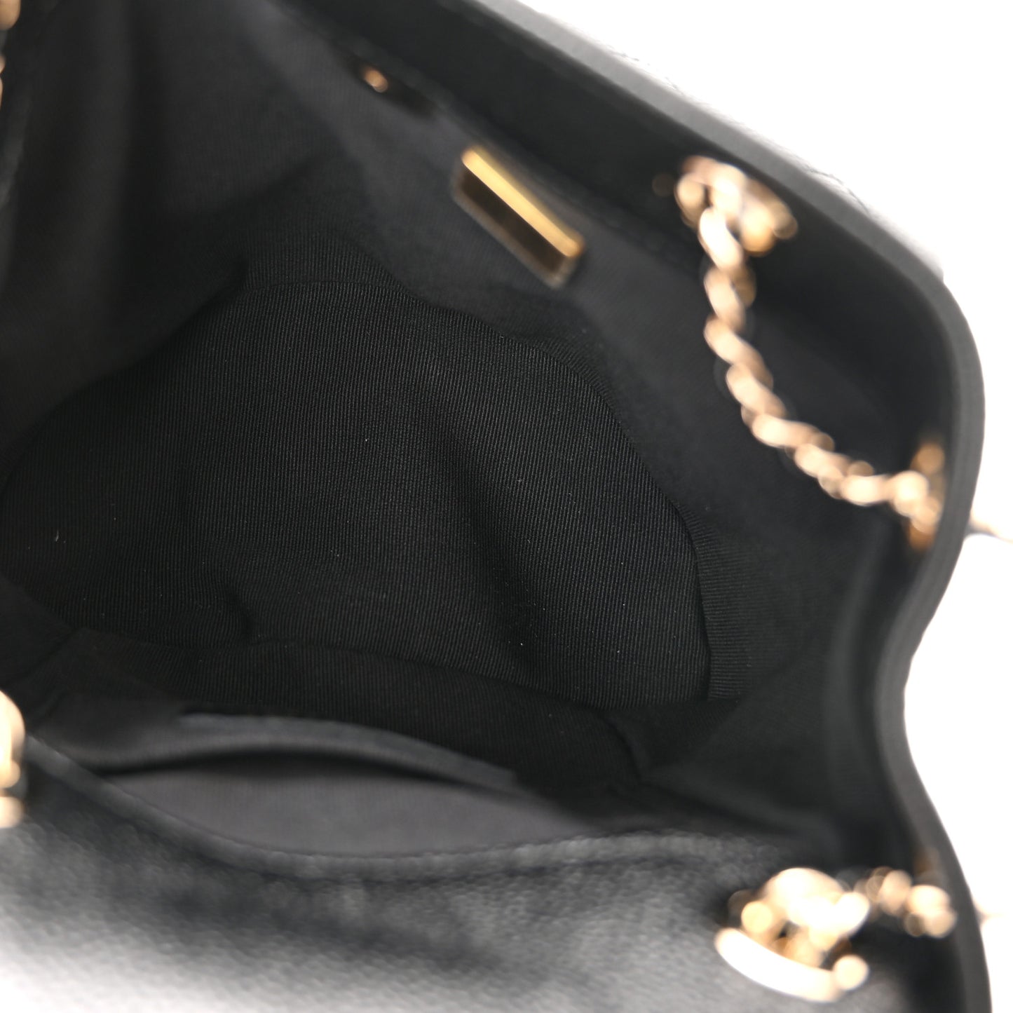 Shiny Caviar Quilted Small Duma Pockets Drawstring Backpack Black