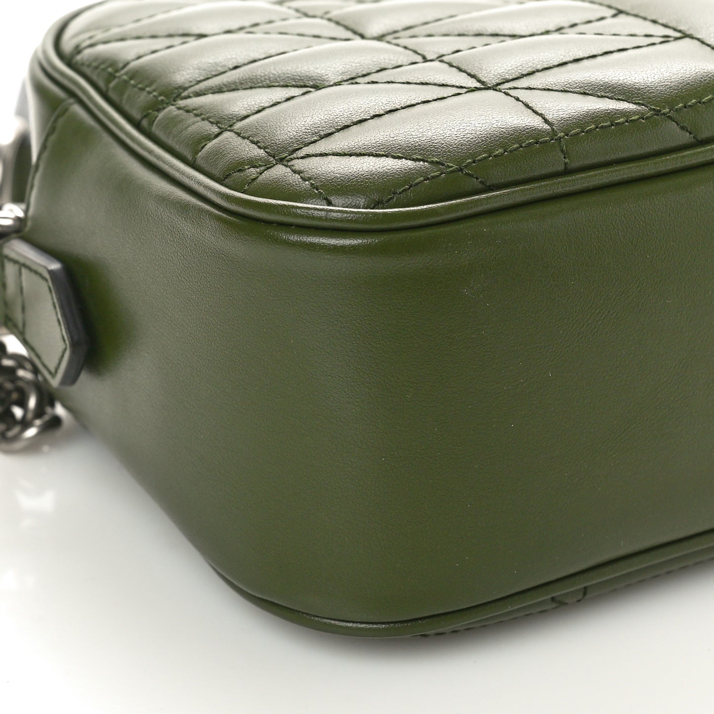 Calfskin Matelasse Aria Small GG Marmont Chain Shoulder Bag Military Wood