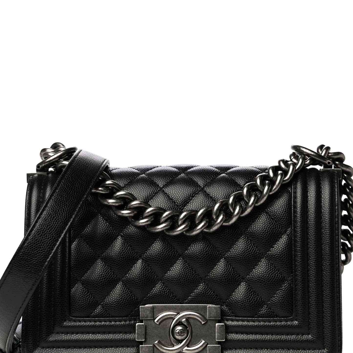 Caviar Quilted Small Boy Flap Black