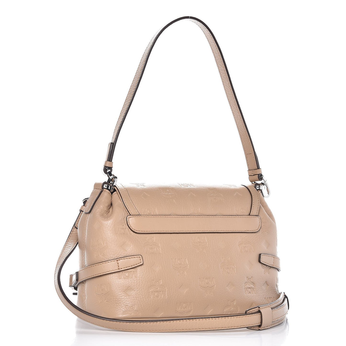 Calfskin Signature Monogram Small Crossbody Bag Beige