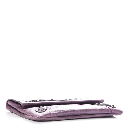 Balenciaga Agneau Classic Hardware Envelope Clutch Metallic Purple 4 of 11