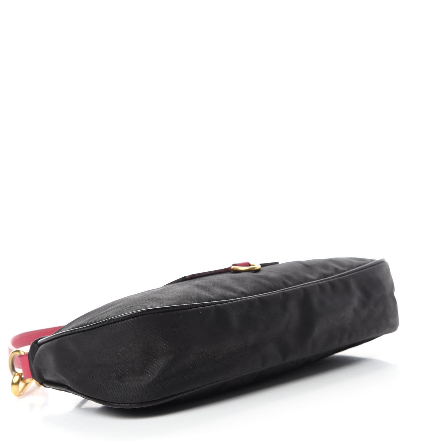 Tessuto Nylon Saffiano Pochette Bag Black Pink