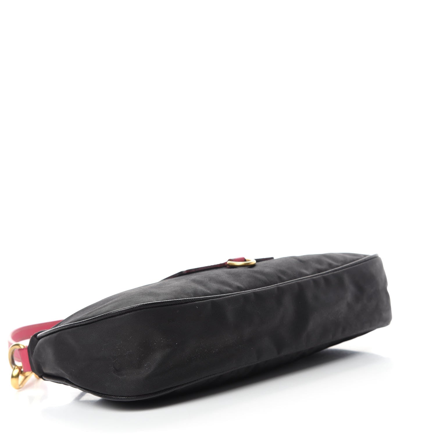 Prada Tessuto Nylon Saffiano Pochette Bag Black Pink 4 of 12