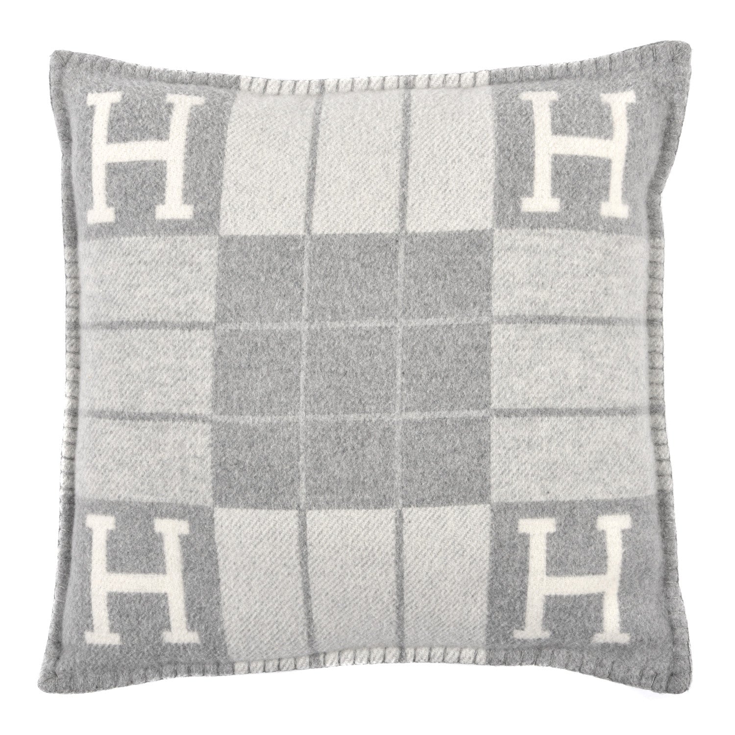 Hermes Wool Cashmere Avalon III Pillow PM Ecru Gris Clair 1 of 3
