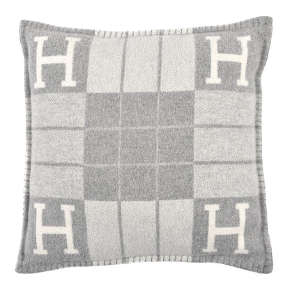 Hermes Wool Cashmere Avalon III Pillow PM Ecru Gris Clair 1 of 3