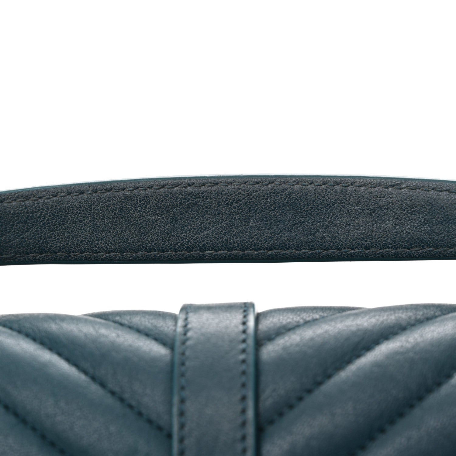 Saint Laurent Sheepskin Matelasse Chevron Monogram Medium College Bag Petrol Green 14 of 14
