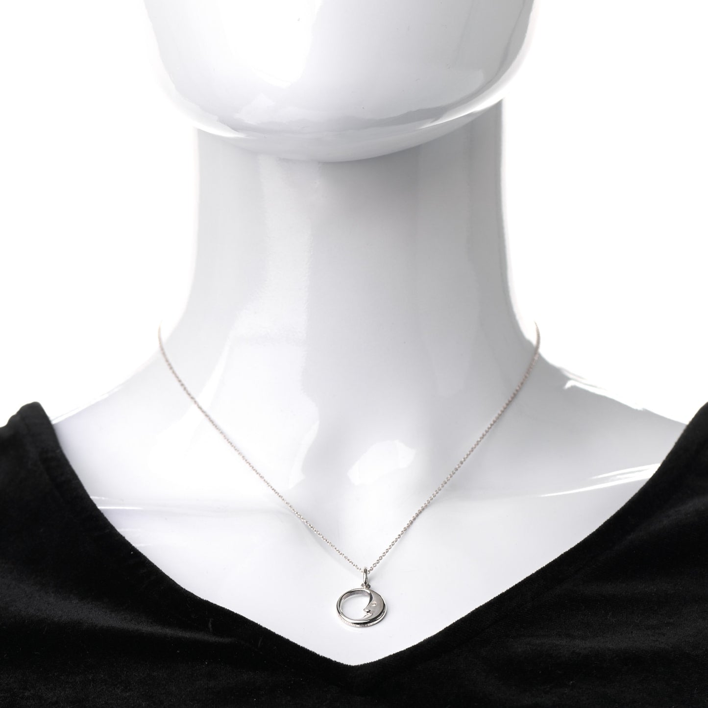Sterling Silver Moon Face Pendant Necklace