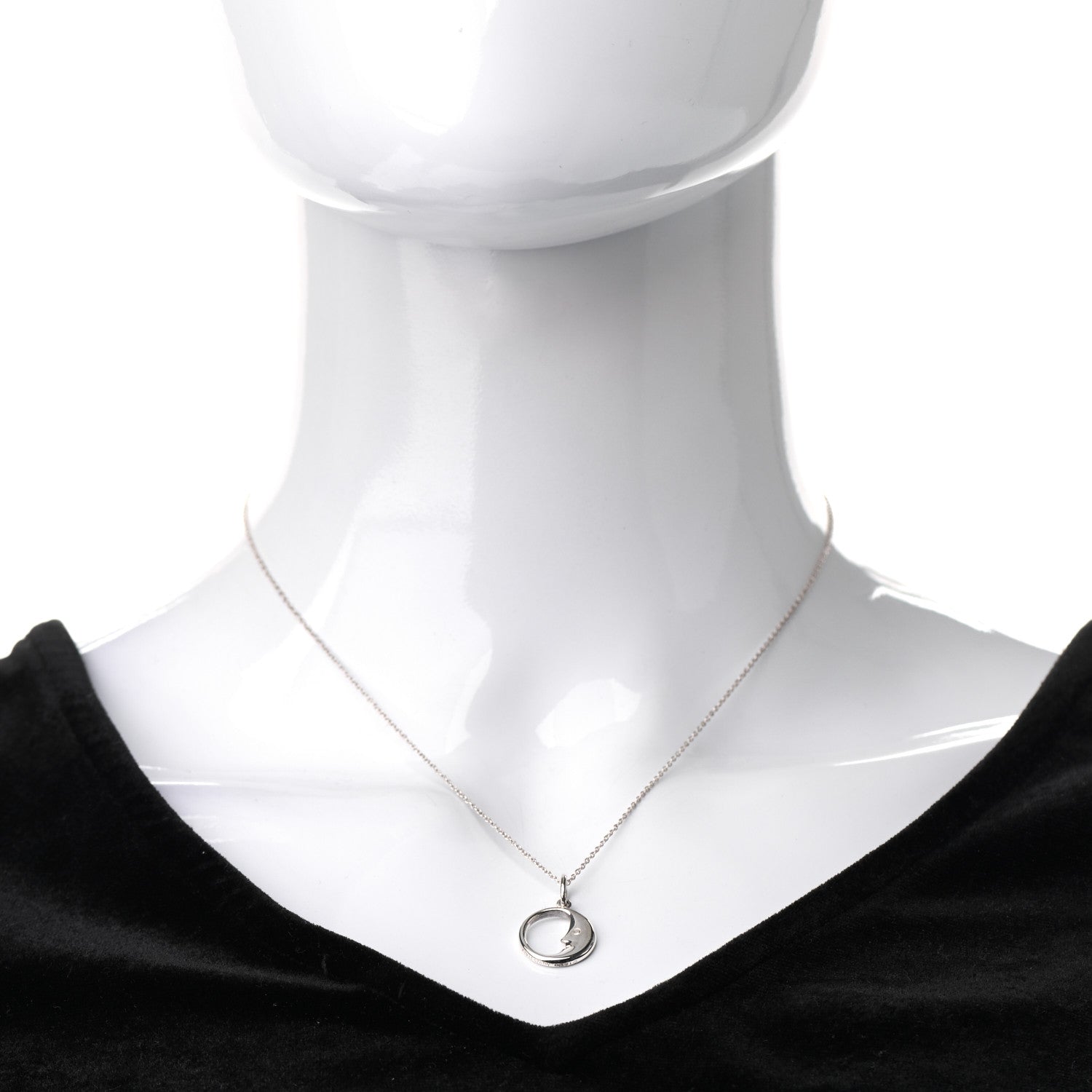 Tiffany Sterling Silver Moon Face Pendant Necklace 2 of 6